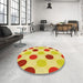 Round Patterned Orange Rug in a Office, pat2753yw