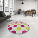 Round Patterned Pink Novelty Rug in a Office, pat2753