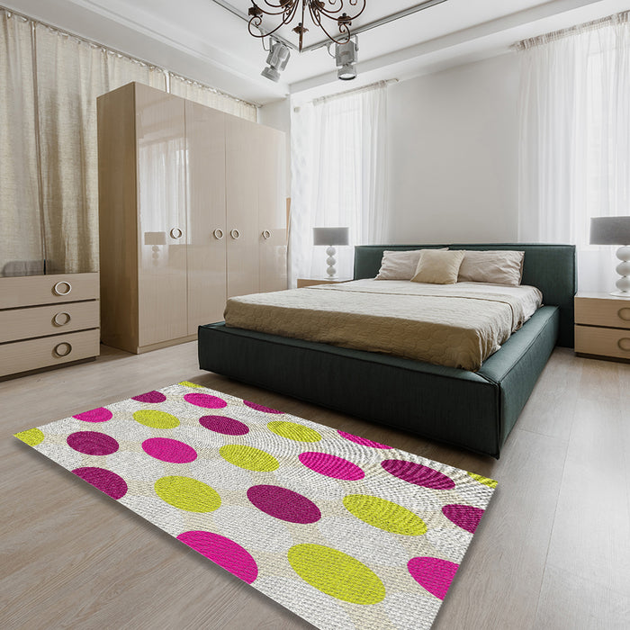 Patterned Pink Novelty Rug in a Bedroom, pat2753