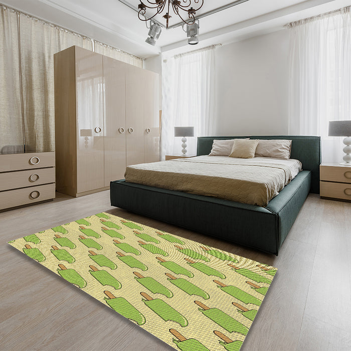 Patterned Brown Rug in a Bedroom, pat2754brn