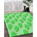 Patterned Neon Green Rug in Family Room, pat2754grn