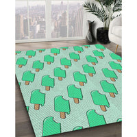 Patterned Green Novelty Rug, pat2754