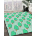 Machine Washable Transitional Green Rug in a Family Room, wshpat2754