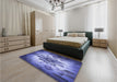 Patterned Purple Mimosa Purple Rug in a Bedroom, pat2755blu