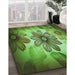 Patterned Green Rug in Family Room, pat2755grn