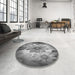 Round Patterned Dark Gray Rug in a Office, pat2755gry