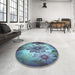 Round Patterned Purple Haze Purple Rug in a Office, pat2755lblu