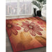 Patterned Red Rug in Family Room, pat2755org