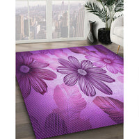 Patterned Dark Magenta Purple Rug, pat2755pur