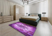 Patterned Dark Magenta Purple Rug in a Bedroom, pat2755pur