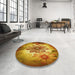 Round Patterned Tomato Red Rug in a Office, pat2755yw