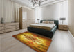 Patterned Tomato Red Rug in a Bedroom, pat2755yw