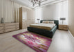 Patterned Daisy Pink Modern Rug in a Bedroom, pat2755