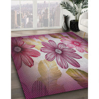 Patterned Daisy Pink Modern Rug, pat2755