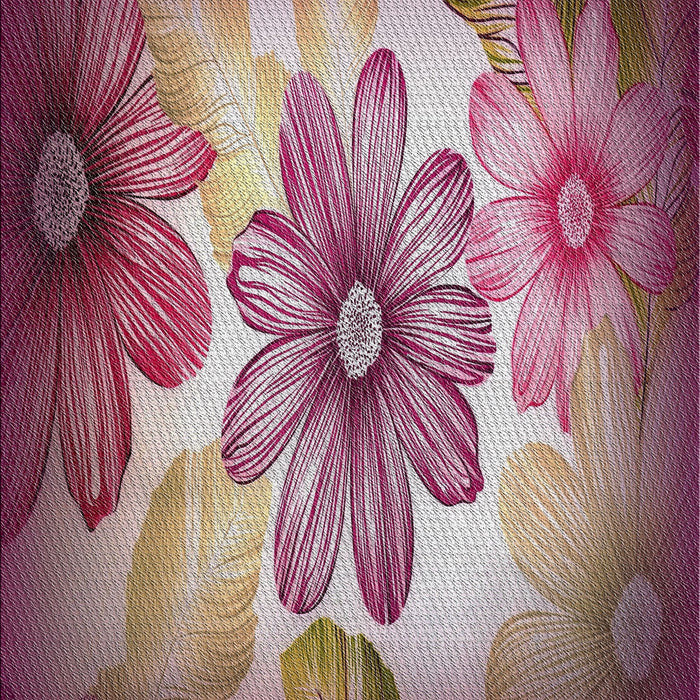 Machine Washable Transitional Pink Daisy Pink Rug, wshpat2755