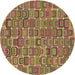 Square Patterned Brown Red Rug, pat2756brn