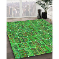 Patterned Neon Green Rug, pat2756grn