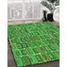 Patterned Neon Green Rug in Family Room, pat2756grn