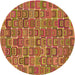 Square Patterned Red Rug, pat2756org