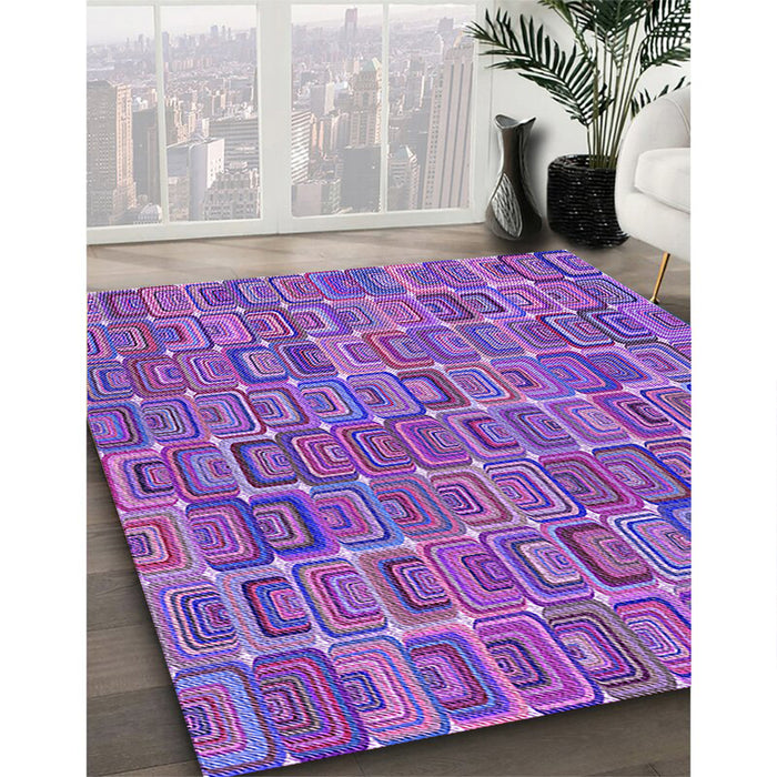 Patterned Purple Rug in Family Room, pat2756pur