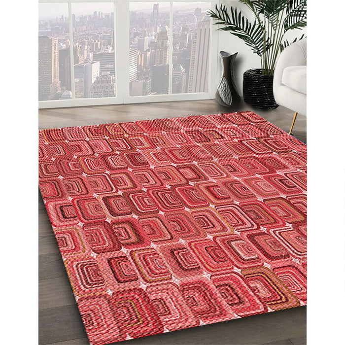 Patterned Red Rug in Family Room, pat2756rd