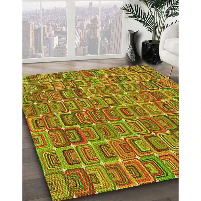 Patterned Pistachio Green Rug in Family Room, pat2756yw