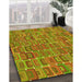 Patterned Pistachio Green Rug in Family Room, pat2756yw