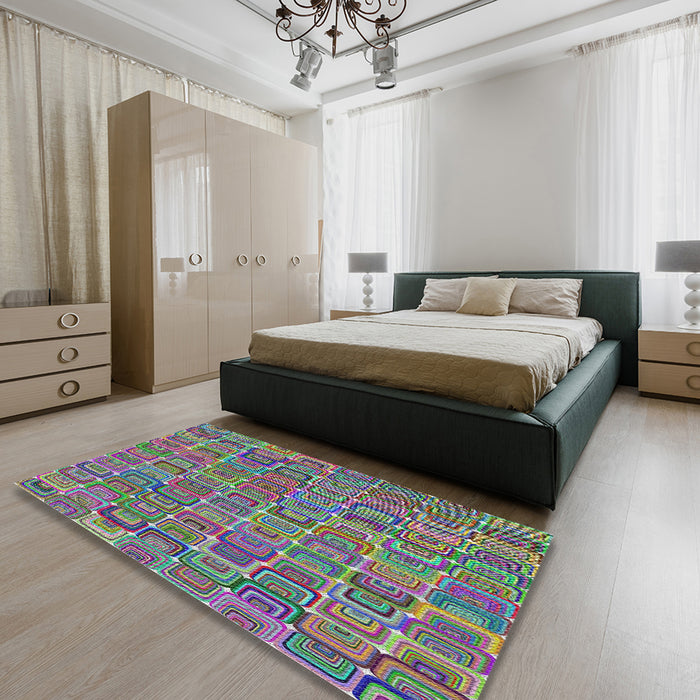 Machine Washable Transitional Purple Rug in a Bedroom, wshpat2756
