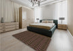 Patterned Sienna Brown Rug in a Bedroom, pat2757brn