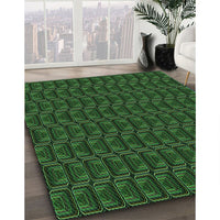 Patterned Dark Forest Green Rug, pat2757grn