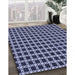 Patterned Night Blue Rug in Family Room, pat2758blu