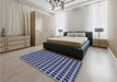 Patterned Night Blue Rug in a Bedroom, pat2758blu