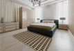 Patterned Midnight Gray Rug in a Bedroom, pat2758brn