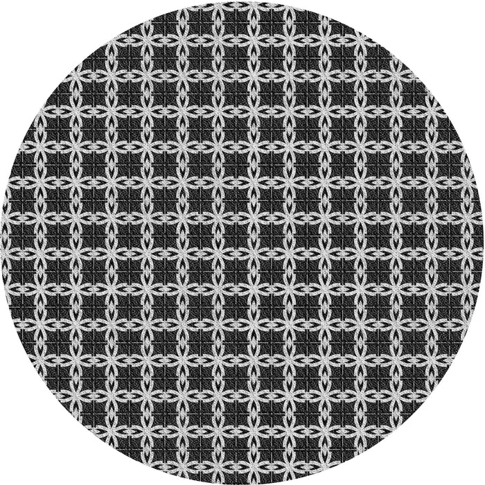Square Patterned Charcoal Black Rug, pat2758gry