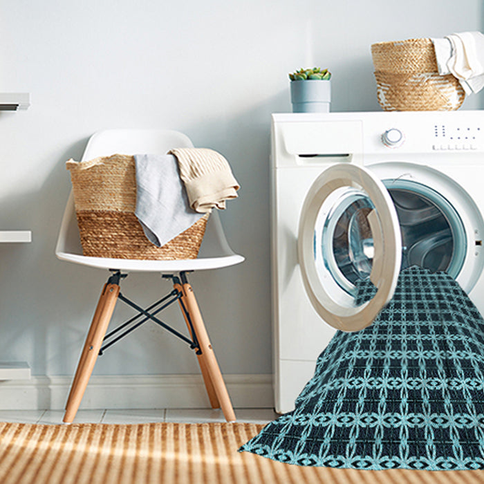 Machine Washable Transitional Deep Teal Green Rug in a Washing Machine, wshpat2758lblu