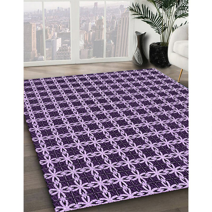 Patterned Dark Purple Rug in Family Room, pat2758pur