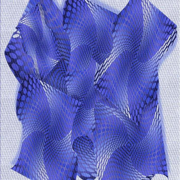 Machine Washable Transitional Blue Orchid Blue Rug, wshpat2759blu