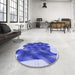 Round Patterned Blue Orchid Blue Rug in a Office, pat2759blu