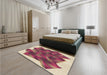 Patterned Bright Maroon Red Rug in a Bedroom, pat2759brn