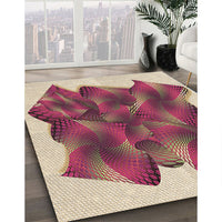 Patterned Bright Maroon Red Rug, pat2759brn