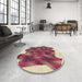 Round Patterned Bright Maroon Red Rug in a Office, pat2759brn