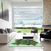 Square Patterned Pastel Green Rug in a Living Room, pat2759grn