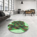 Round Patterned Pastel Green Rug in a Office, pat2759grn