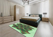 Patterned Pastel Green Rug in a Bedroom, pat2759grn