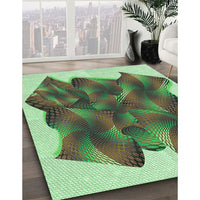 Patterned Pastel Green Rug, pat2759grn