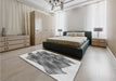 Patterned Platinum Silver Gray Rug in a Bedroom, pat2759gry