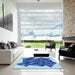 Machine Washable Transitional Sapphire Blue Rug in a Kitchen, wshpat2759lblu