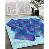 Patterned Sapphire Blue Rug, pat2759lblu