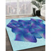 Machine Washable Transitional Sapphire Blue Rug in a Family Room, wshpat2759lblu