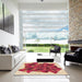 Square Patterned Crimson Red Rug in a Living Room, pat2759org